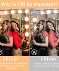 Comparison showing two women under different CRI lighting with G25 LED Vanity Light Bulbs 5W 40W Equivalent, 2700K Warm White