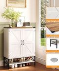 Farmhouse Style Shoe Cabinet With Two Barn Doors, 32 Inch Antique White Storage Organizer for Entryway and Closet
