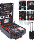 969 Piece Hand Tool Kit With 4 Drawer Rolling Toolbox Storage Case For Home And Garden Repairs, tools displayed and organized