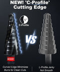 Comparison of C-profile vs L-profile step drill bit cutting edges