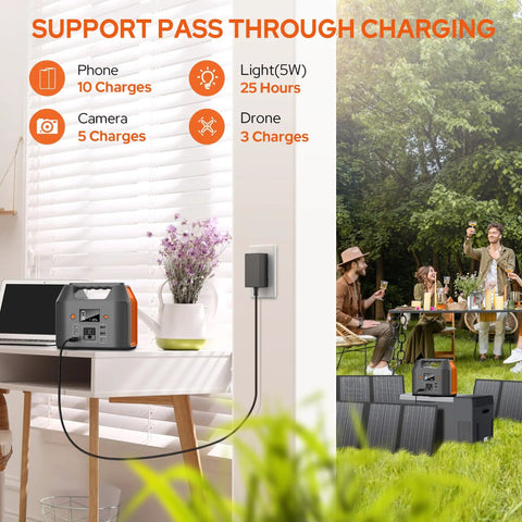 Portable Power Bank With 150W AC Outlet For Camping And Travel, 155Wh 42000mAh on table charging devices