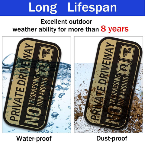 Ashoaza private driveway sign, aluminum, 12x6 in, no parking no turnaround, weatherproof, 2-pack