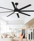 72 Inch Ceiling Fan With Light And Remote For Bedroom Living Room Library Cafe Outdoor Industrial Use 24W 3CCT Dimmable in modern room
