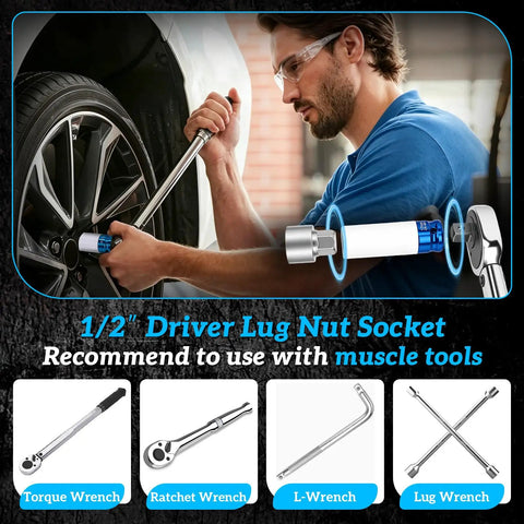 Thinkpro Wheel Lock Removal Kit For BMW Masters Key Solution To Pull Off Locked Wheels On 1 Series 3 Series 5 Series 7 Series X1 X5 M Models, 1/2 inch socket