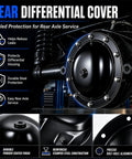 Rear Differential Cover With Gasket For Chevy GMC Sierra Tahoe Yukon Blazer Jimmy S10 Sonoma Suburban C1500 K1500 1998 2008 Models Heavy Duty Steel Construction Direct Bolt On Upgrade Kit, black steel rear axle cover