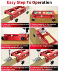 Heavy Duty Door Hinge Jig And Top Shelf Lock Installation Kit Crafted From Solid Aluminum Mortise Template showing easy operation steps.