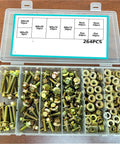 Heavy Duty Alloy Steel Hex Bolts Nuts And Washers Set 264 Piece Zinc Plated Metric Fasteners Kit For DIY Projects And Quick Home Repairs Built Tough For Automotive And Equipment, M6 sizes in organizer