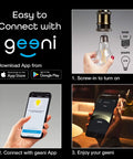 LUX Edison WiFi LED Smart Bulb 2700K Soft White, Dimmable A19 60W Equivalent, setup guide with app and phone control.