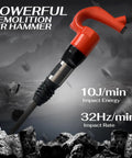 Demolition Air Hammer For Concrete And Rock Breaking With 10J Per Minute Impact Energy and 32Hz Rate on black rocky background