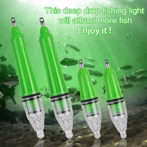 Four Pack Deep Water LED Fishing Light Kit With Beast Mode 360 Degree Green Steady On Glow Waterproof Night Lure Lights