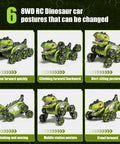 Gesture Sensing Dinosaur Monster Truck Remote Control Car With 8WD Off Road Stunt Vehicle For Kids Aged 6 7 8 9 10 11 12 13 14 Perfect Birthday Gift For Boys And Girls showcasing 6 posture modes.