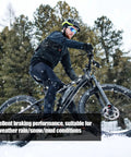 Cyclist in snow using 8 Pairs Resin Semi Metal Bicycle Disc Brake Pads Replacement for Shimano Deore XT XTR LX SLX Saint Alfine Hone