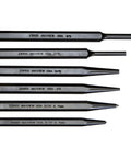 Pro Grade 6 Piece Punch Kit With Pin Center And Prick Punches Made In USA Black Oxide Finish Heavy Duty Metalworking Set