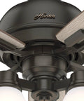 Close-up of motor and light kit on Donegan 44 Inch Ceiling Fan in Noble Bronze Finish with Dope Rustic Designer Series Look.