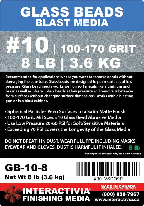 Glass Beads For Blast Cleaning Extra Fine Abrasive Media 100 170 Mesh 8 Lb 3.6 Kg Peening At Low Pressure Gentle On Aluminum Brass And Plastic Pro Grade For Blast Cabinets And Sand Blasting Guns label