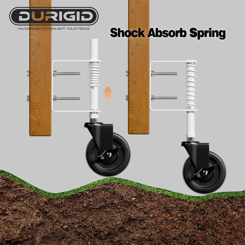 Spring Loaded Gate Wheel 4 Inch Side Break Caster For Wooden, Fence And Vinyl Gates, Heavy Duty Outdoor Gate Wheel
