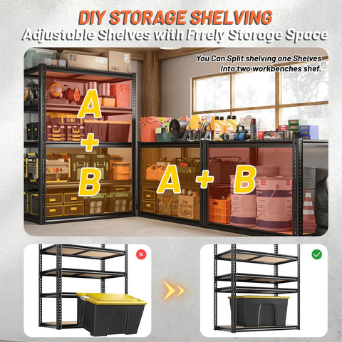Beefy Heavy Duty Garage Shelving 5 Tier Steel Storage Racks For Tools And Auto Parts 72 By 36 By 16 Inches Anti Sagging Frame With 2200 Lb Capacity Sturdy Organizer For Water Groceries Bottles And Bulk Items, black steel shelves in garage