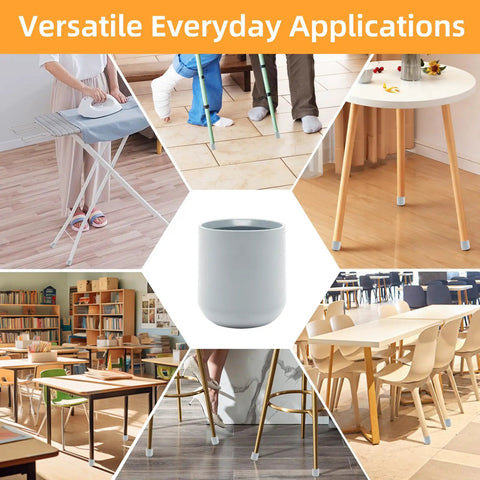 Heavy Duty Folding Chair Leg Caps 12 Pack Premium Grey Floor Savers Top Tier Made Tough Zero Scratch Furniture Glides For Hardwood Desks Built To Thrive displayed in various settings.