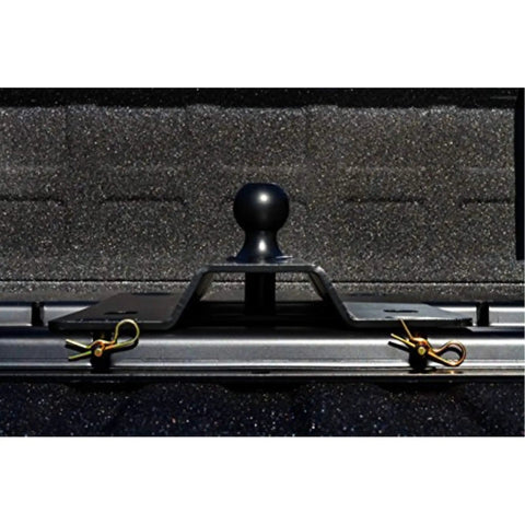 Universal Gooseneck Ball Plate Towing Adapter For In Bed Fifth Wheel Rails With A Two And Five Sixteenths Inch Offset Hitch Ball
