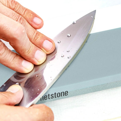 Two Sided Knife Sharpener Stone Dual 400 And 1000 Grit Wet Block For Sharpening And Polishing Kitchen Knives Made With Silicon Carbide