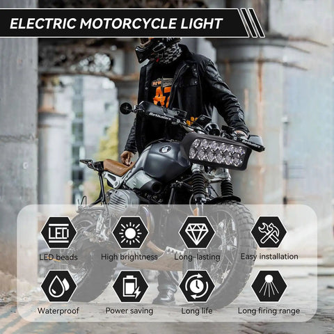 Kickass Brightness 12V-80V LED Headlight For Motorcycles, Electric Bikes And Trikes With Rider Displaying Front Light Feature