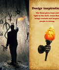 Silhouette holding a flame against ancient symbols and Two Pack Rustic Industrial Wall Sconces With Flame Glass Lampshade