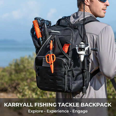 KarryAll Fishing Tackle Backpack With Rod ✓