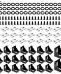 24 Set Black 4040 Aluminum Extrusion Profile Connector Kit with heavy-duty corner brackets, M8 T Slot nuts, screws, washers displayed.