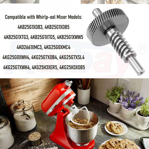 Whirlpool WP9709231 Mixer Gear Replacement Kit With 9703445 Worm Gear Thrust Bearing And 9706770 Heavy Duty All In One Fix For KitchenAid Stand Mixers KP2671 KP26M1XPM5 KP26M1XNP5 KP26M1XMR5