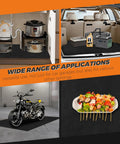 Various uses shown for Extra Large Garage Oil Spill Mat 36 By 60 Inches Drip Absorption Mat, including under machines and items.