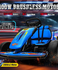 24V Dual 200W Electric Go Kart For Kids 6 To 12, Outdoor Drift Car Ride On With EVA Tires, Blue model front view