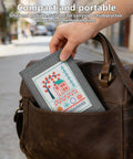 All In One Hand Embroidery Book Kit For Adults And DIY Craft Lovers being placed in a brown leather bag