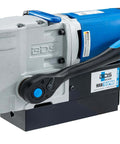 Front-side view of a blue BDS MAB 155PRO ultra-compact magnetic drill with black base