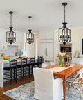 10.63 Inch Black Farmhouse Chandelier With Four Lights Modern Industrial Lantern in kitchen dining area