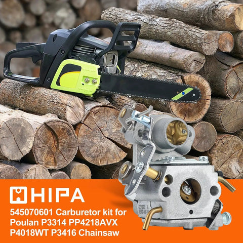 PP4218A Carburetor Kit for Poulan Gas Chainsaws P3314 P3816 P4018 P3416 and PPB Series Models With C1M-W26 W26 Carbs shown