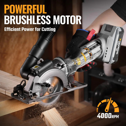 Tough As Nails Cordless Circular Saw Cuts Clean Like Butter On Wood And Tile Powered By 20V Brushless Motor And 4Ah Battery for efficient cutting.