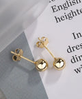 Unisex 14K Gold Ball Stud Earrings Lightweight Hypoallergenic Lead Free Nickel Free 16.9mm By 6mm 1g Durable Everyday Wear Jewelry For Women And Men, pair view