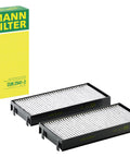 Cabin Air Filter 64 31 6 945 586 Exact Fit For Cars With Pollen Dust And Gas Filtration with branded packaging, two units displayed.