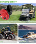Universal 12 Volt Golf Cart Horn Kit with Easy Plug and Play Install Hand Steering Mount Button Horn Switch and Wire Harness for Yamaha Club Car EZGO ATVs UTVs Boats and Any 12 Volt Vehicle