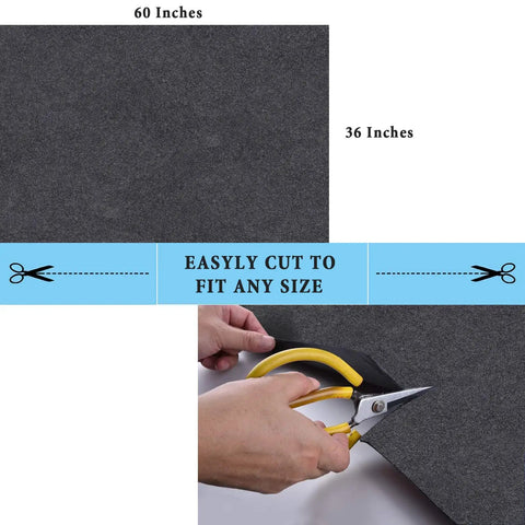 Heavy Duty Garage Floor Mat 36x60 Inches Absorbs Oil And Liquids With Waterproof Backing being cut with scissors for custom fit