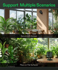 2K QHD Smart Grow Camera For Indoor Tents And Grow Boxes With 2.4GHz WiFi in a plant-filled indoor space, mounted and on a table