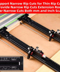 GOINGMAKE Track Saw Parallel Guide System in black with micro-adjustable flip stop for repeatable rip cuts on rails