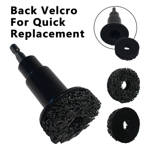 7-Piece Wheel Hub Cleaning Kit For Rust Removal And Resurfacing includes Velcro-backed grinding heads for quick replacement.