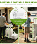 No Sweat 12 Gallon Heavy Duty Portable Hand Washing Station With Reliable Manual Pump And Drain Hose, height adjustable for convenience.