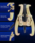 Beefy Heavy Duty Gear Puller Set 3 Inch 4 Inch 6 Inch 8 Inch 3 Jaw Puller Kit detailed close-up with reversible jaws.