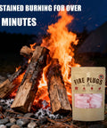 Image of a campfire with 60 Pack Waterproof Fire Starters For Camping And Emergency Use In Fire Pits And Grills Non Toxic Long Lasting Burn