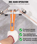 Ratcheting Pipe Bender Kit With 7 Dies And Cutter For 1 Quarter To 7 Eighths Inch Tubes in use, demonstrating compact design.