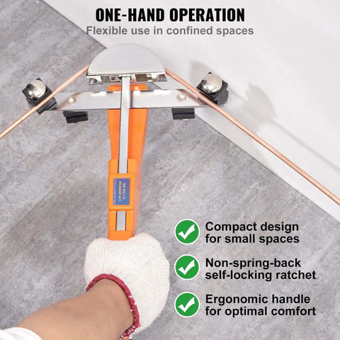 Ratcheting Pipe Bender Kit With 7 Dies And Pipe Cutter For Air Conditioning And Refrigerator Repair in use bending copper pipe