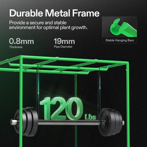 Beefy 2 Piece Grow Tent Support Poles 48x48 Inches Hanging Bars with 19mm diameter frame holding 120 lbs for 4x4 grow tent