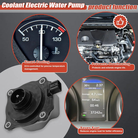 Heavy Duty Coolant Electric Water Pump For Toyota Camry 2018 2022 Engine Cooling Upgrade with ECU-controlled functions and design.